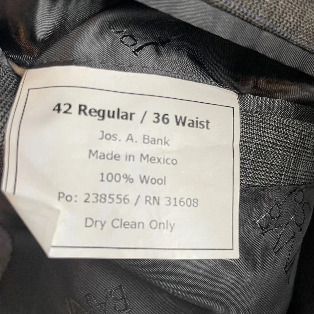 Jos A Bank Signature Gold Blazer Men's 42R Gray Glen Check 100% Wool Sport Coat‎